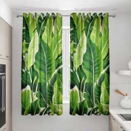Tropical Green Banana Leaf Curtains, Bold Botanical Jungle Print Drapes, Nature Inspired Window Panels For Living Room Or Bedroom - thumbnail 3
