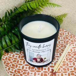 Personalised Bereavement Photo Candle - Remembrance - Memoriam With Sympathy This Burns in Loving Memory Of Black Glass Jar - thumbnail 2