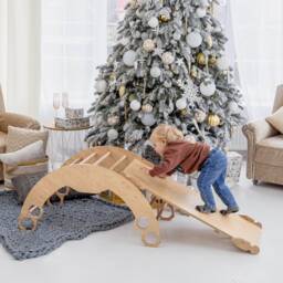 Baby First Christmas Gift - Climbing Arch With Cushion & Ramp Montessori Furniture, Rocker Pillow, Balance Board, Toddler Gym - thumbnail 2
