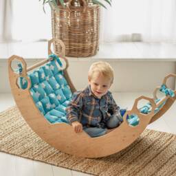 Baby First Christmas Gift - Climbing Arch With Cushion & Ramp Montessori Furniture, Rocker Pillow, Balance Board, Toddler Gym - thumbnail 3