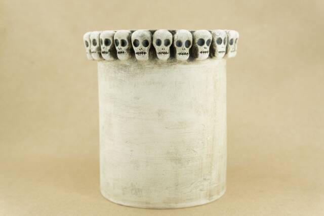 Ceramic Handmade Skull Vase , Halloween Gift , Brushes Holder, Pencil Holder Plant Pot, Dried Flowers Vase, Gothic & More - image 1