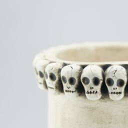 Ceramic Handmade Skull Vase , Halloween Gift , Brushes Holder, Pencil Holder Plant Pot, Dried Flowers Vase, Gothic & More - thumbnail 2