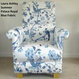 Handcrafted Adult Armchair Laura Ashley Awning Stripe Fabric Blue Grey Chair Josette Navy Keswick Keynes Bacall Accent Small Bedroom - thumbnail 2