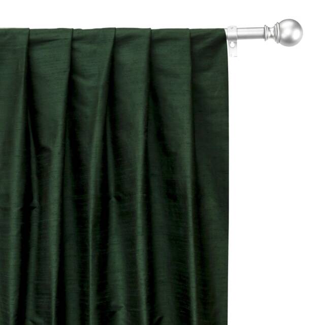Bottle Green 100% Pure Silk Dupioni Curtain Panels - Rod Pocket, Grommet, Box Pleat, Three Pinch Tab Top & Plain Ring Top - image 1