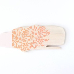 Wooden Whale Peach + Pink Floral, Whitewashed, Decor, Wood Silhouette, Minimal Scandinavian Wall Art, Folk, Boho, Nautical, Gift W176 - thumbnail 2