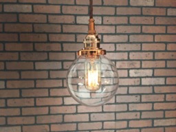 "Industrial Pendant -Copper 5"" Small Glass Globe Shade With Patented ""Huila Connectors"