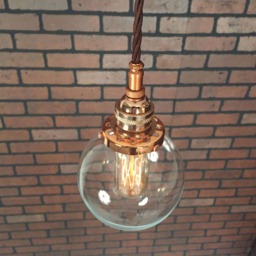 "Industrial Pendant -Copper 5"" Small Glass Globe Shade With Patented ""Huila Connectors" - thumbnail 3