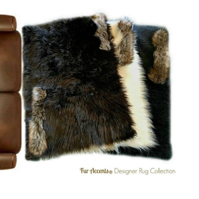 Plush Faux Fur Area Rug - Wolf Trim, Thick Shag, Usa Handmade - image 1
