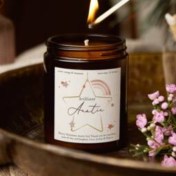 Personalised Auntie Christmas Candle Gift Star Label, Soy Wax - thumbnail 1