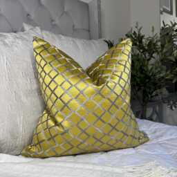 Geometric Embroidered Cushion Cover - Olive Green Silver Luxury Double-Sided Accent For Sofa, Window, Or Chair - thumbnail 1