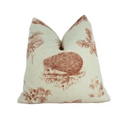 Sanderson - Squirrel & Hedgehog Henna/Wheat Cushion Cover Throw Pillow Designer Home Decor - thumbnail 1