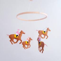 Pastel Color Horse Baby Crib Mobile Nursery Decor Baby Felt Cot Handmade Hanging Shower Gift Custom - thumbnail 3
