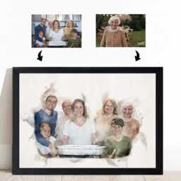 Custom Watercolour Family Portrait Photo Merge Memorial Gift - thumbnail 2