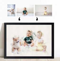 Custom Watercolour Family Portrait Photo Merge Memorial Gift - thumbnail 1