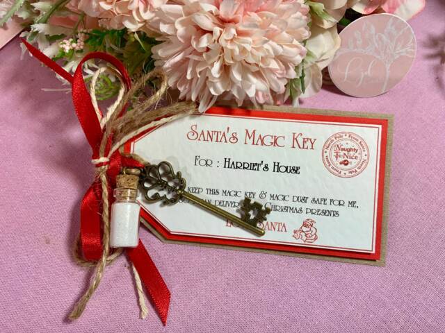 Personalised Santa Magic Key Set Handmade Christmas Eve Box Filler - image 1