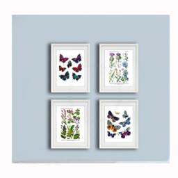 Butterflies & Wildflowers Wall Art Prints Set Of 4 Girl Room Decor, Spring Room Decoration, #spring402 - thumbnail 2