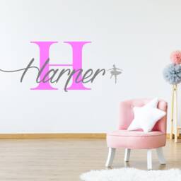 Ballerina Wall Decal, Custom Ballet Art, Silhouette Decor, Girls Dance Room Decoration, Personalized Name Sign - thumbnail 2