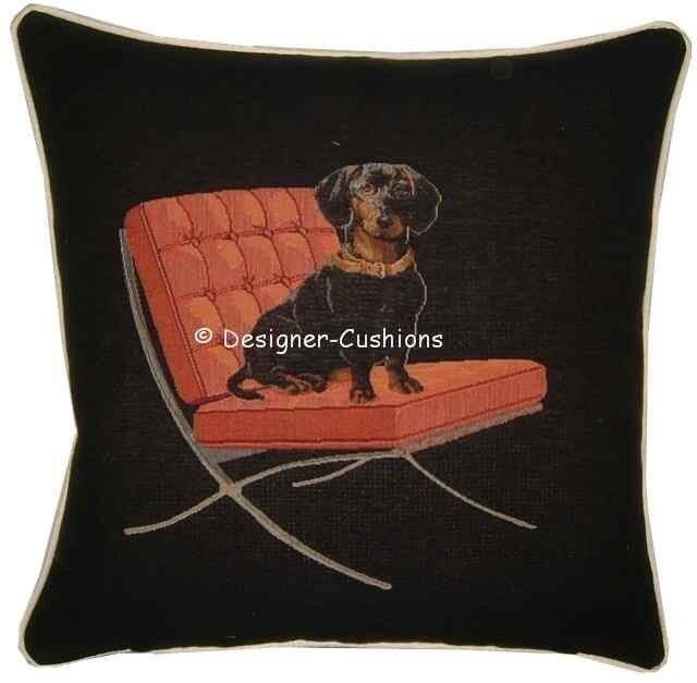 Dachshund On A Red Chair Tapestry Cushion Cover Sham - image 1