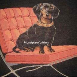 Dachshund On A Red Chair Tapestry Cushion Cover Sham - thumbnail 2