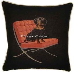 Dachshund On A Red Chair Tapestry Cushion Cover Sham - thumbnail 1