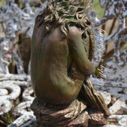 Mermaid Solid Concrete Statue Antique Hand Painted Aged Bronze Finished - thumbnail 2