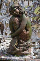 Mermaid Solid Concrete Statue Antique Hand Painted Aged Bronze Finished