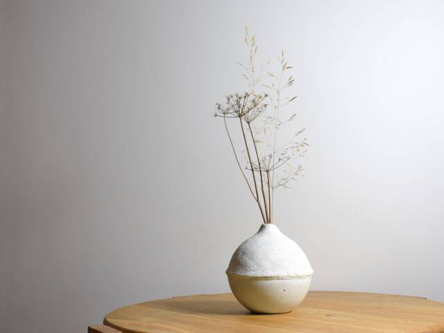 Round Concrete Vase Wabi Sabi Japandi Decor, Rough Texture - image 1