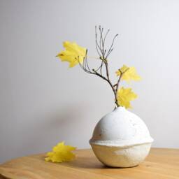 Round Concrete Vase Wabi Sabi Japandi Decor, Rough Texture - thumbnail 2