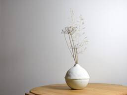 Round Concrete Vase Wabi Sabi Japandi Decor, Rough Texture - thumbnail 1