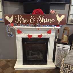 Rise & Shine Sign Horizontal Large Wall Hanging Rustic Distressed Wood Primitive Farmhouse Kitchen Rooster Decoration Housewarming Gift - thumbnail 2