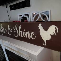 Rise & Shine Sign Horizontal Large Wall Hanging Rustic Distressed Wood Primitive Farmhouse Kitchen Rooster Decoration Housewarming Gift - thumbnail 4