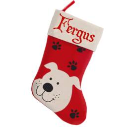 Personalised Dog Or Cat Stocking For Pets - Christmas Embroidered With Name Xmas Treat Bag Red Pet Head - thumbnail 2