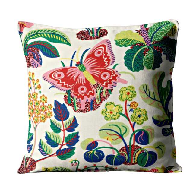 Schumacher Exotic Butterfly, Spring, Pink, Blue & Green Linen Cushion Cover, Throw Pillow Homeware Decor - image 1