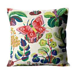 Schumacher Exotic Butterfly, Spring, Pink, Blue & Green Linen Cushion Cover, Throw Pillow Homeware Decor - thumbnail 1