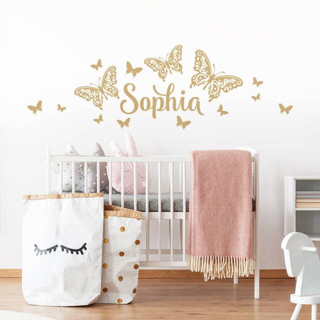 Wall Sticker Desired Name With Butterflies Girl Wall Children's Room Tattoo Children Wk02A - image 1