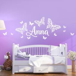 Wall Sticker Desired Name With Butterflies Girl Wall Children's Room Tattoo Children Wk02A - thumbnail 2