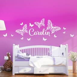 Wall Sticker Desired Name With Butterflies Girl Wall Children's Room Tattoo Children Wk02A - thumbnail 4