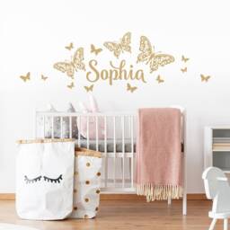 Wall Sticker Desired Name With Butterflies Girl Wall Children's Room Tattoo Children Wk02A - thumbnail 1