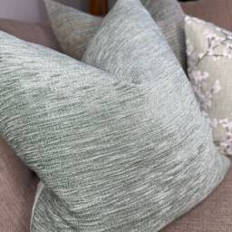 Decorative Cushion Cover - Throw Pillow For Sofa Or Bed Textured Chenille Fabric Duck Egg, Plain Double Sided - thumbnail 1