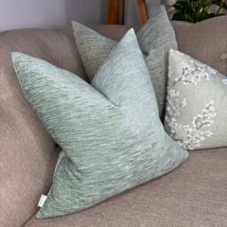 Decorative Cushion Cover - Throw Pillow For Sofa Or Bed Textured Chenille Fabric Duck Egg, Plain Double Sided - thumbnail 2