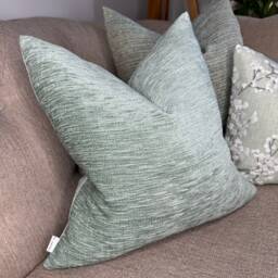 Decorative Cushion Cover - Throw Pillow For Sofa Or Bed Textured Chenille Fabric Duck Egg, Plain Double Sided - thumbnail 3