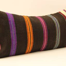 Handmade Lumbar Kilim Pillow, 12x24Inch Oriental Boho Turkish Pillow Small Oblong Kilim Cushion Cover, Tribal Pillow 4Oaf-39 - thumbnail 2