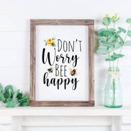Don't Worry Be Happy Print, Bumble Bee Summer Wall Decor, Wall Gallery Prints, Art, Honey - thumbnail 2