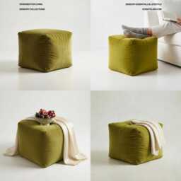 Sage Green Plush Velvet Ottoman Beanbag Pouf, Bean Bag Footstool, 5 Sizes - thumbnail 3