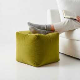 Sage Green Plush Velvet Ottoman Beanbag Pouf, Bean Bag Footstool, 5 Sizes - thumbnail 2