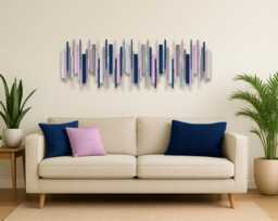 Light Pink & Blue Wall Art - Contemporary Abstract Wood Sculpture