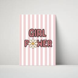 Girl Power Wall Art - Kids Bedroom Flower Poster Positive Quotes Playroom Nursery Print Retro Checkerboard Affirmation - thumbnail 3