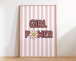 Girl Power Wall Art - Kids Bedroom Flower Poster Positive Quotes Playroom Nursery Print Retro Checkerboard Affirmation - thumbnail 1