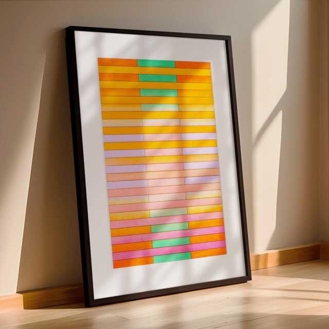 Original Wall Art, Large Scale Abstract Painting, Geometric Artwork, Yellow Orange Violet Green, Art Decor, Collage - image 1