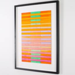 Original Wall Art, Large Scale Abstract Painting, Geometric Artwork, Yellow Orange Violet Green, Art Decor, Collage - thumbnail 2